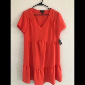 Coral color V neck dress size L